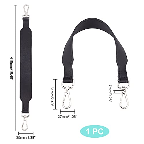 WADORN Genuine Leather Handbag Handle Replacement, 41.8cm Wide Clutch Strap for Shoulder Bag Tote, Laptop Bag, Briefcase, Black - Image 3