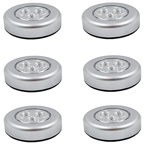6 Pack LED Battery-Powered Wireless Touch Night Light Stick Tap Touch Lamp Stick-on Push Light for Closets, Cabinets, Counters, Hallway,Kitchen or Utility Rooms,Cordless Touch Light
