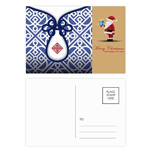 Cartes postales culture chinoise : lot de 20 avec élégant motif fleurs bleues
