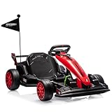 24V Electric Go Kart for Kids, Electric Drift Kart Outdoor Race Car, Ride on Toy Drifting Car with 2x200w Motors, 7.5 Mph Speed, Length Adjustment