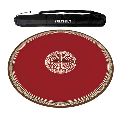 YXLYFDLY Tapis de Mahjong rond antidérapant et réduction du bruit avec envers en caoutchouc Tapis de jeu pour Mahjong, Poker, Carte, Jeux de Carreaux (120 cm)