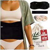 OASIZZ Premium Reusable Castor Oil Pack Wrap for Stomach (5-Piece, M-4X, Black) - Pure 100% Double-Brushed Cotton Flannel Interior Layers, Dark Fabric Hides Stains, Leak-Resistant Adjustable Design