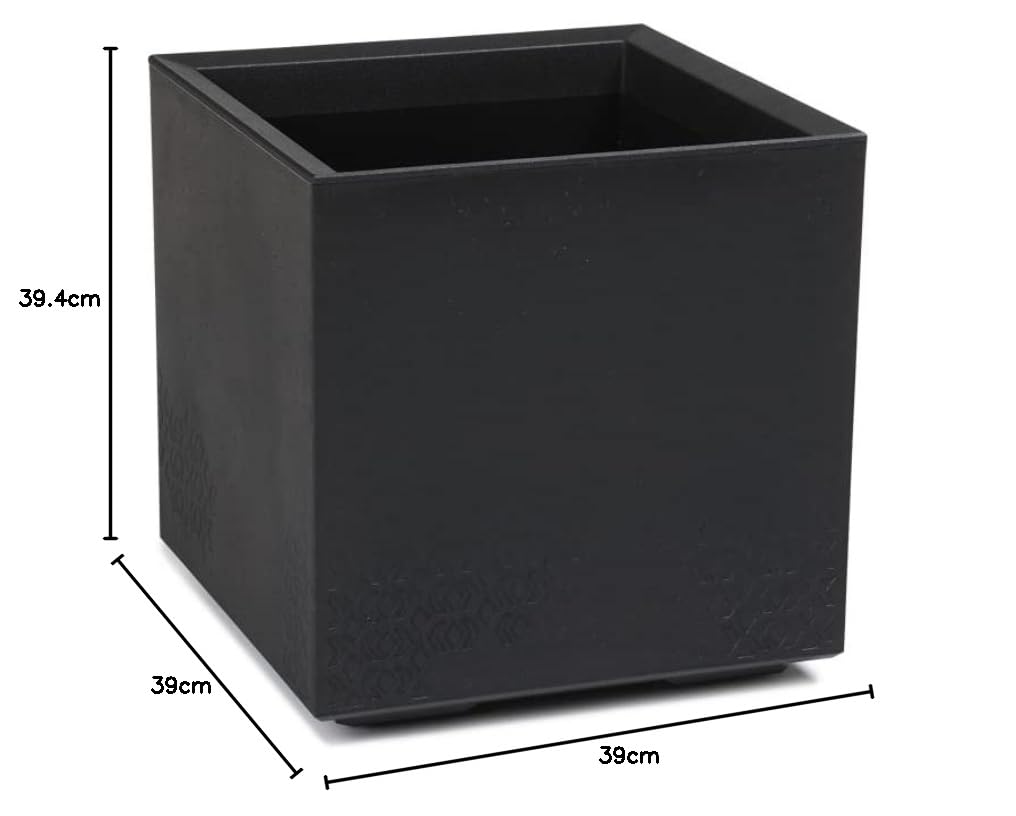 LAMELA - Bandeja para Plantas con Ruedas (40 cm, 36 L, Maceta de plástico, Cubierta para macetas con Drenaje, Interior y Exterior, Resistente a la Intemperie y fácil de Limpiar, Color Negro