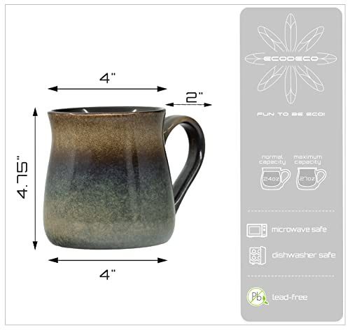Ecodeco Large Pottery Coffee Mug 24 Oz - Oversized Ceramic Cup With Big Handle - 1 Pcs (Tan To Beige) #TOP1