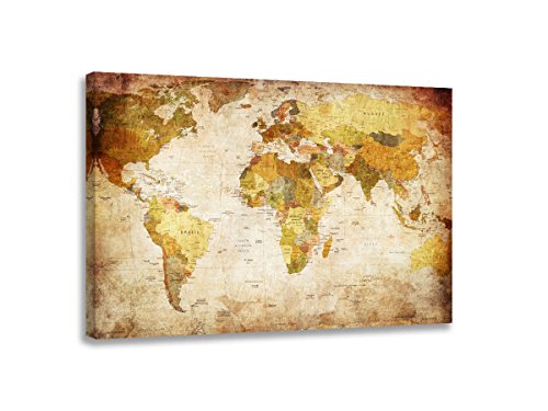 Visario bestpricepictures 80 x 60 cm Impression sur Toile mappemonde 4139 - Peinture/Image/Tableau/Decoration sur châssis