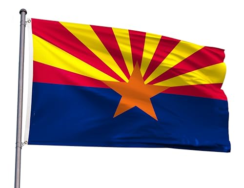 Arizona State Flag 5x8FT AZ Flag Polyester Vivid Color Fade Resistant With 2 Brass Grommets For Arizona Themed Festival Events Party Decoration Indoor Outdoor(AZ, 5x8FT)