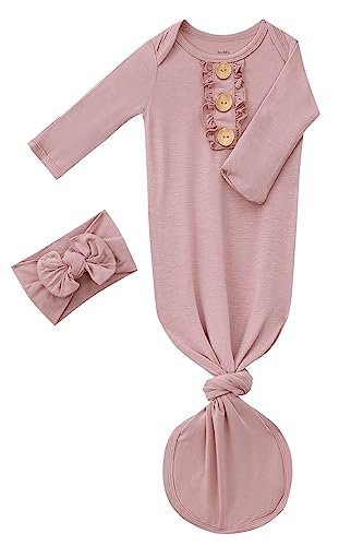 Newborn Baby Girls Knotted Gown Headbands Set Soft Viscose from B...