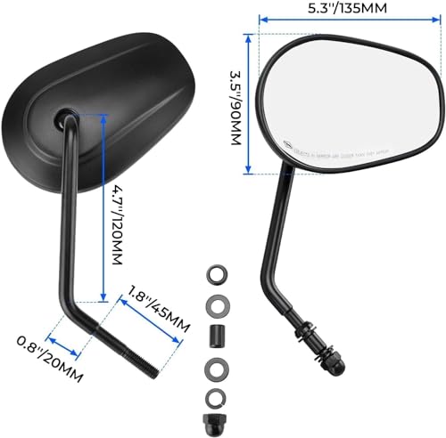 Image of Black 8mm Teardrop Rearview Mirrors for 1982-2025 Harley Davidson Sportster XL883 1200, Road king Road glide Street glide Tri glide Freewheeler Street XG500 XG750 Softail Dyna Street Bob (Black)