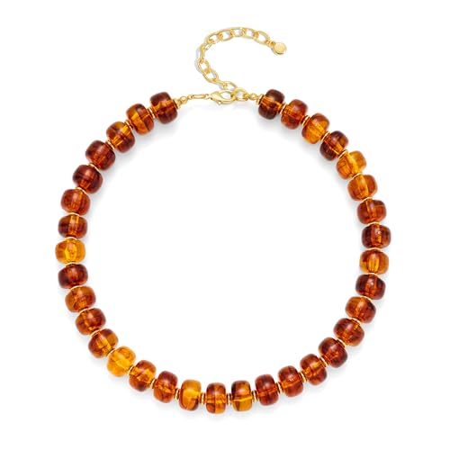 TENTMENTISE Brown Necklaces for Women, Statement Colorful Beaded Choker