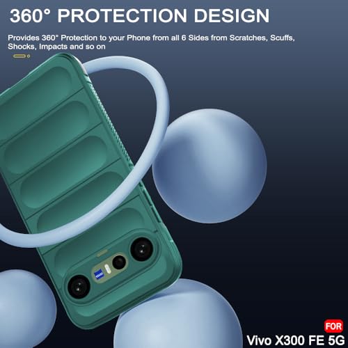 Image of TheGiftKart Liquid Silicon Back Cover Case for Vivo X300 FE 5G | Shockproof Military Grade Protection | Micro-Fibre Cloth On Inner Side | Anti-Slip Grip Back Case Cover for Vivo X300 FE (TPU, Green)