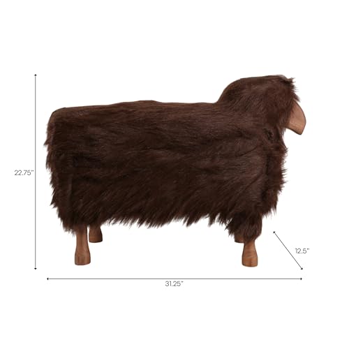 Escultura de Oveja Decorativa de Peluche Sintético 23" Marrón miniatura 4