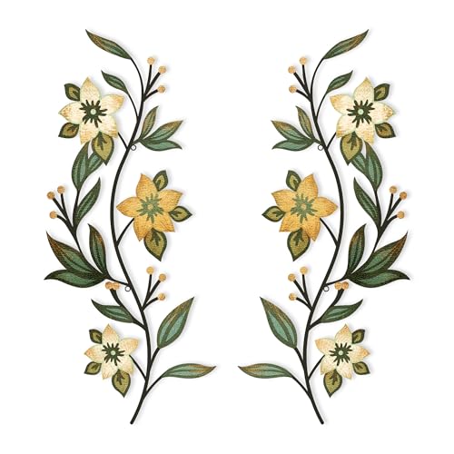 Helucidy 2 Pieces Metal Wall Art - Rustic Flower Wall