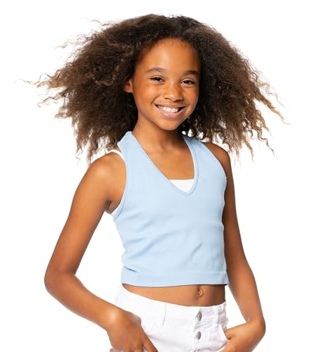 Girls V Neck Crop Tank Top – Seamless Camisole for Girls Ages 10-14 Cami for Tweens and Teens Fit S/M – M/L2