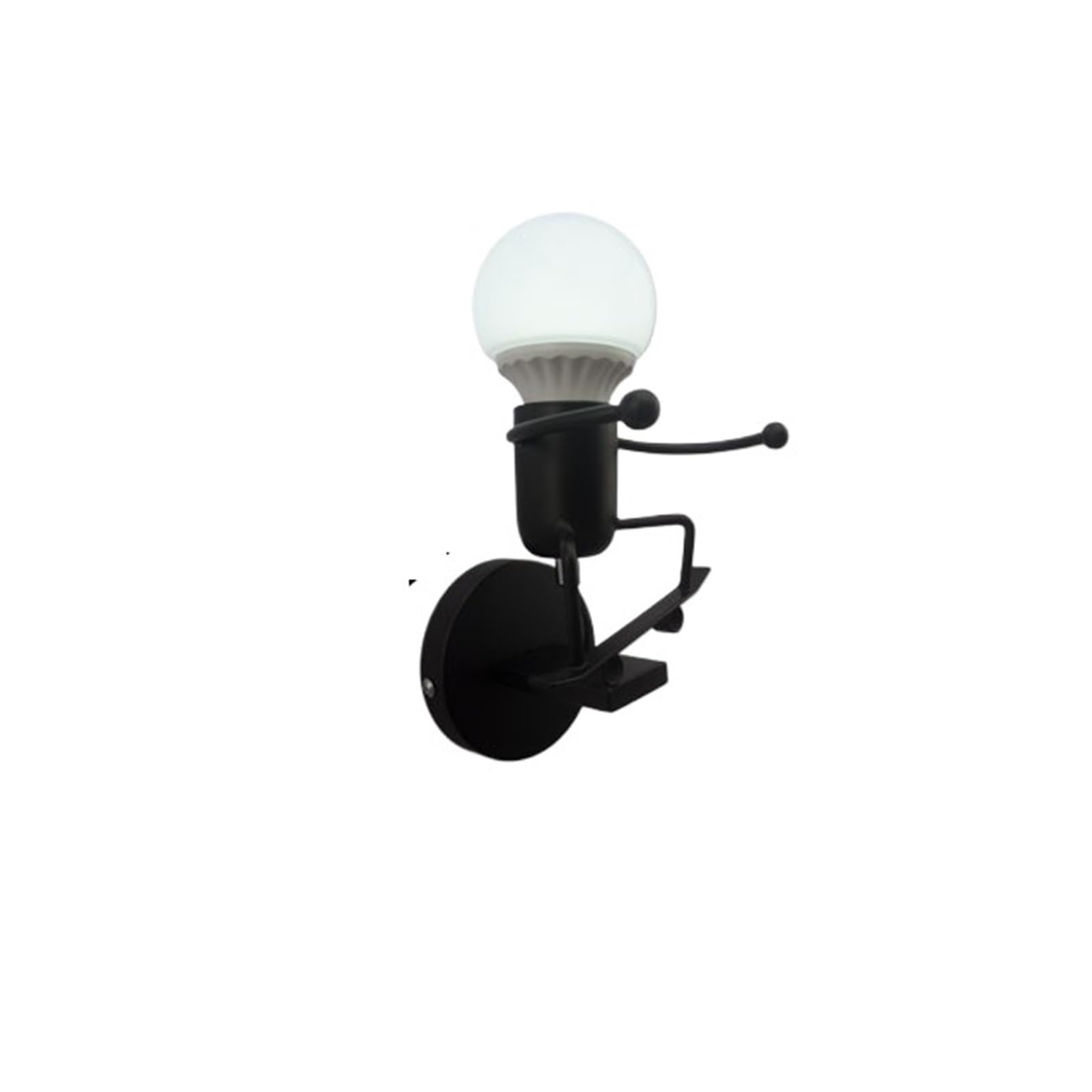 CUDTAPI Simplicity Matchstick Man Cartoon Wall Light, Children's Room Kitchen Dining Room Bed Room Foyer Study Balcony Aisle Wall Lamp(Skateboard Black)