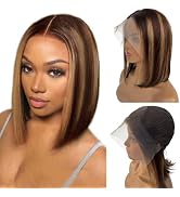 Highlight Bob Wig Human Hair Glueless 13x4 lace front wigs human hair for Black Women 4/27 HD Lac...