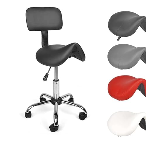 Mingone Taburete De Trabajo Ergonómico Con Ruedas Silla Giratorio 360 Ajustable Taburete De Oficina Altura Regulable, Negro Con Respaldo Mingone Taburete De Trabajo Ergonómico Con Ruedas Silla Giratorio 360 Ajustable Taburete De Oficina Altura Regulable, Negro Con Respaldo
