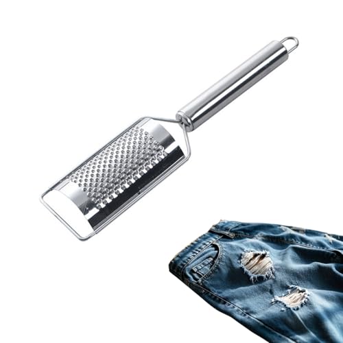 1 Pcs Jeans Tool Universal Jean Distressing Tool Stainless Steel Grater with Handle for Fabric DIY Craft