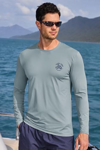 Image of Mens UPF 50+ Rash Guard Quick Dry Lightweight Summer UV Sun Protection Long Sleeve Swim Shirt (S-XXL)
