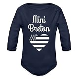Spreadshirt® Mini Breton Cadeau Bretagne France Body Bébé Bio Manches Longues, 3-6 Mois, Marine foncé
