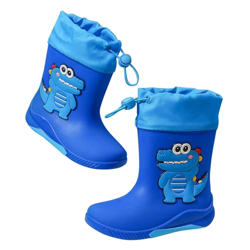 Dinosaur Rainboots for Boys Girls Easy-On Non-𝐒lip Waterproof Rubber Boots Adjustable Outdoor Playing Rain Boots2