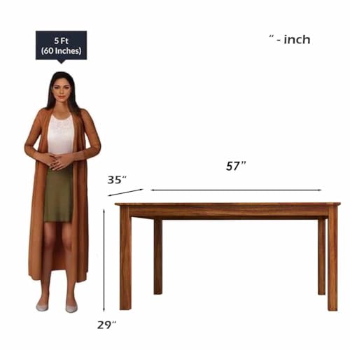 Image of DRIFTINGWOOD Izabel Dining Table 6 Seater | Six Seater Dinning Table with 6 Chairs for Home with Grey Cushions | Rosewood, Honey Finish, Self Assembly(DIY)