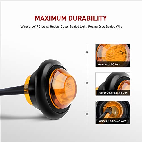 Image of Nilight 3 /4 inch Round LED Clearance Marker Lights, Amber, 10-Pack | 12V bullet-style LED marker lights for front, rear and side applications on trailers, trucks, RVs, vans and buses