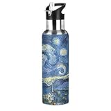 Blueangle Van Gogh The Starry Night Art Water Bottle, 22 oz, Leak-Proof, BPA Free Stainless Steel Wa