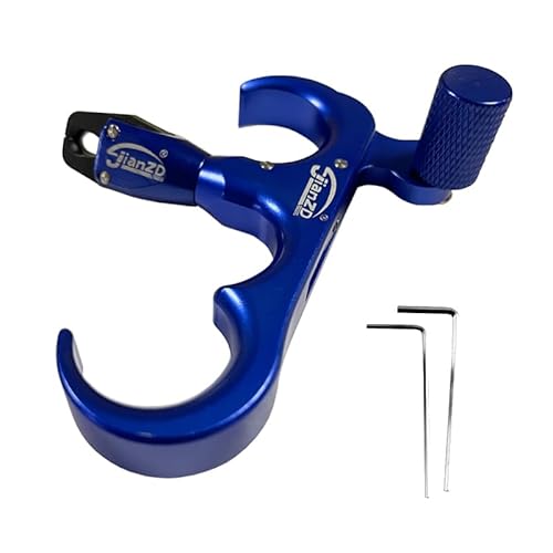 JIANZD Archery Bow Release for Compound Bows,Durable Aluminum 360° Rotate Caliper Thumb Release 3 Finger Release-Blue