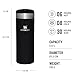 STANLEY Aerolight Transit Travel Mug 0.47L - Keeps 6 Hours Hot - 8 Hours Cold - Dishwasher Safe - Leakproof - Car Cup Holder Compatible - Insulated Coffee Cup - Black Metallic