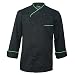 10oz Apparel Long Sleeve Black Chef Jacket with Neon Green Piping L