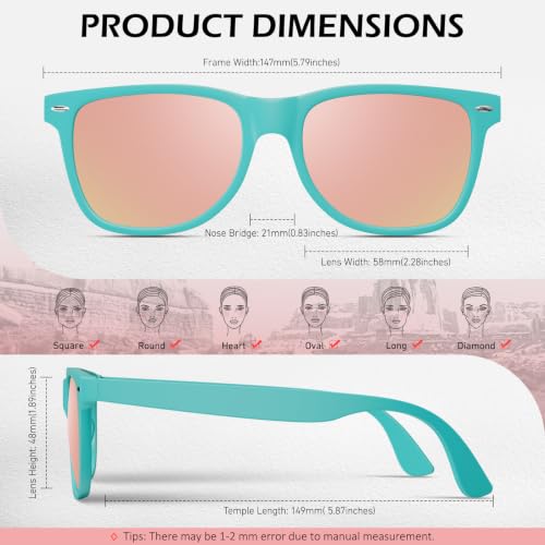 Image of Sunier Polarized Sunglasses for Men and Women, Retro Square Matte Finish UV400 Protection Shades for Driving, Fishing