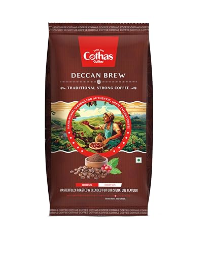 Image of Cothas Deccan Brew Strong Filter Coffee Powder | Roasted & Blended Signature Mix of 53% Coffee & 47% Chicory | Traditional South Indian | Rich Aroma & Strong Taste | 200g Pack