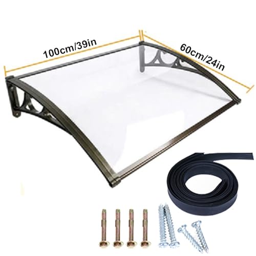 Auvent de porte d'entrée imperméable 60x100 cm avec supports robustes - 8