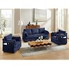 3 Pieces Corduroy Living Room Sofa Sets, Navy Blue Couch with Set of 2 Reading Armchairs, Comfy Pillows and Storage Pockets, Modern Living Room Furniture Sets for Apartment, Small Spaces