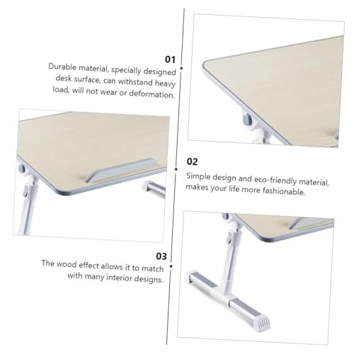 Table de bureau pliante et réglable en bois beige pour optimiser votre espace de télétravail - 5