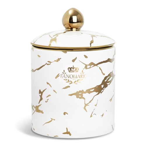 fanquare Gold Marble Food Storage Jar Ceramic Kitchen Canisters with Airtight Seal Lid for Coffee Beans Tea Sugar Spices Counter Serving