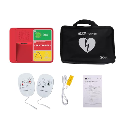 Defibrillator Trainer XFT-120N AED Training Set CPR Trainer Device English French Spanish Brazilian Portuguese Voice Prompts 5 Scenarios First Aid Training Kit for Defibrillator Trainee Beginner