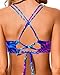 Holipick Purple Leaves Twist Front Bikini Tops for Women - Push Up Bathing Suit Top Padded Swimsuit Top XL