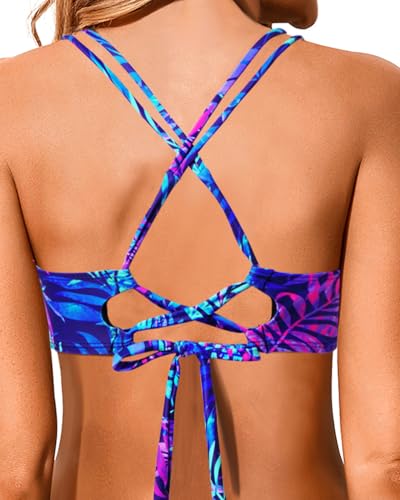 Image of Holipick Twist Front Bikini Tops for Women - Push Up Bathing Suit Top Padded Swimsuit Top