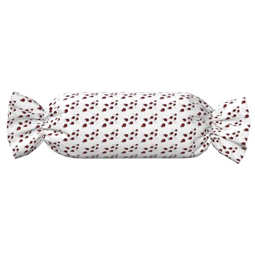OAZCVBNN Art Ladybug Tracks - Almohada cilíndrica suave con estampado de caramelos, almohadas redondas para uso en interiores y exteriores