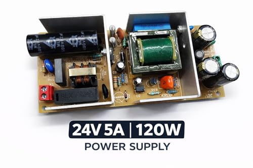Image of Candid 24V 5A Power Supply Adapter with 2.5mm Jack | 120W SMPS AC-DC Converter with Cooling Fan | 1M Cable, 3-Pin Plug | High Efficiency 85% | 2 Year Warranty