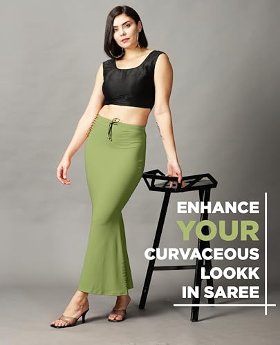 Image of ZORNITSA Cotton Lycra Saree Shapewear Petticoat for Women, Stretchable Saree Shaper Petticoat Inskirt, Shape wear Dress for Saree, Skirts