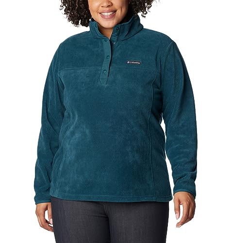 Image of Columbia Womens Benton Springs Half Snap II Pull Over Fleece Jacket, Dark Stone /Canoe /Vintage Blue, 3X
