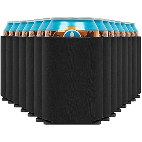 Blank Beer Can Coolers Sleeves (14-Pack) Soft Insulated Beer Can Cooler Sleeves - HTV Friendly Plain Black Can Sleeves for Soda, Beer & Water Bottles - Blanks for Vinyl Projects Wedding Favors & Gifts Cover