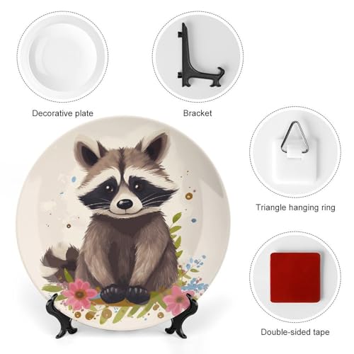 Plato decorativo de porcelana Bone China Raccoon 7 pulgadas miniatura 3