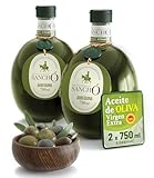 Aceite de oliva virgen extra arbequina pack 2 x 750 ml botella de plástico | aove gourmet aromático extraído en frío | aceite premium español cocina diaria | sancho la mancha, dop campo de montiel.
