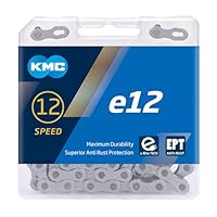KMC Fahrradkette, 12-fach, E-Bike geeignet, 130 Glieder, EPT Antirost, inkl Missinglink, e12 silber