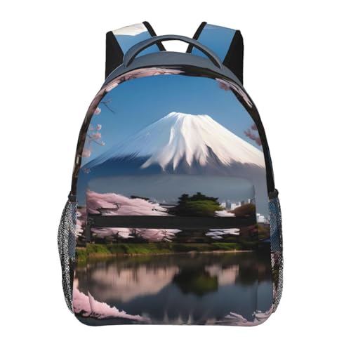 PHAYAH Mochila casual para laptop Mt. Fuji no início da primavera para homens e mulheres para meninos e meninas, mochila leve