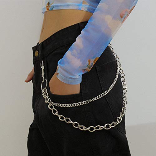 Bodiy Pocket Wallet Chain Silver Cuban Jean Pants Belt Chains Waist Belly Body Chain Jewelry for Women and Girls