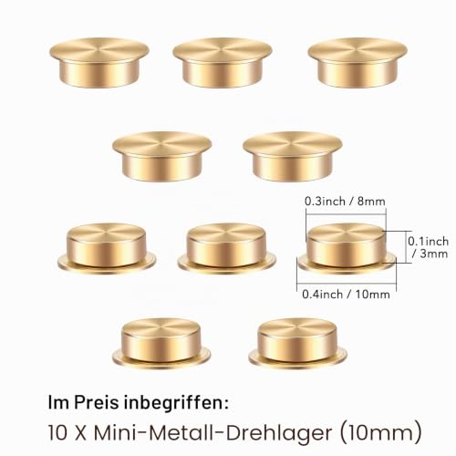10-tlg. Mini-Metall-Drehlager für DIY-Handarbeiten, Papierkarten, Scrapbooking, selbst gestaltete Grußkarten, 360°-Drehung, reibungsloses Drehmechanismus, Spinner für Schmuckherstellung